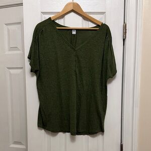 Old Navy Olive Green V-Neck Short Sleeve Top